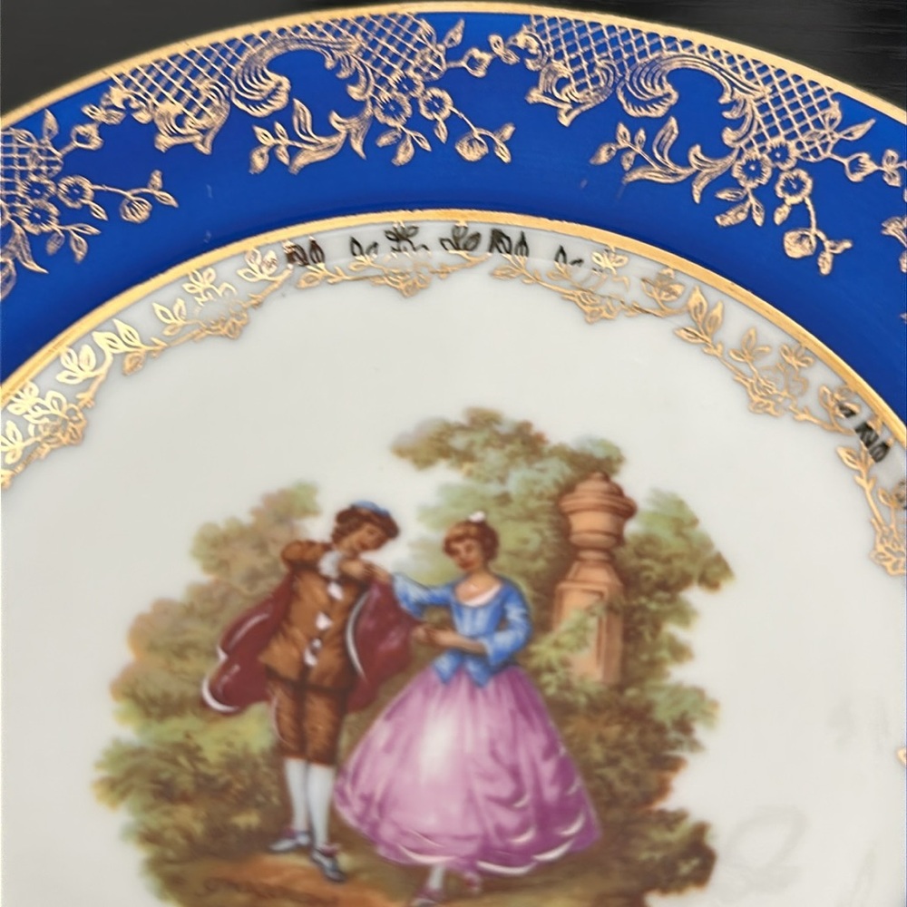 🌹 Limoges France Rehausse Main Porcelain 24k Gold Accent 6.25” Plate - Picture 8 of 14